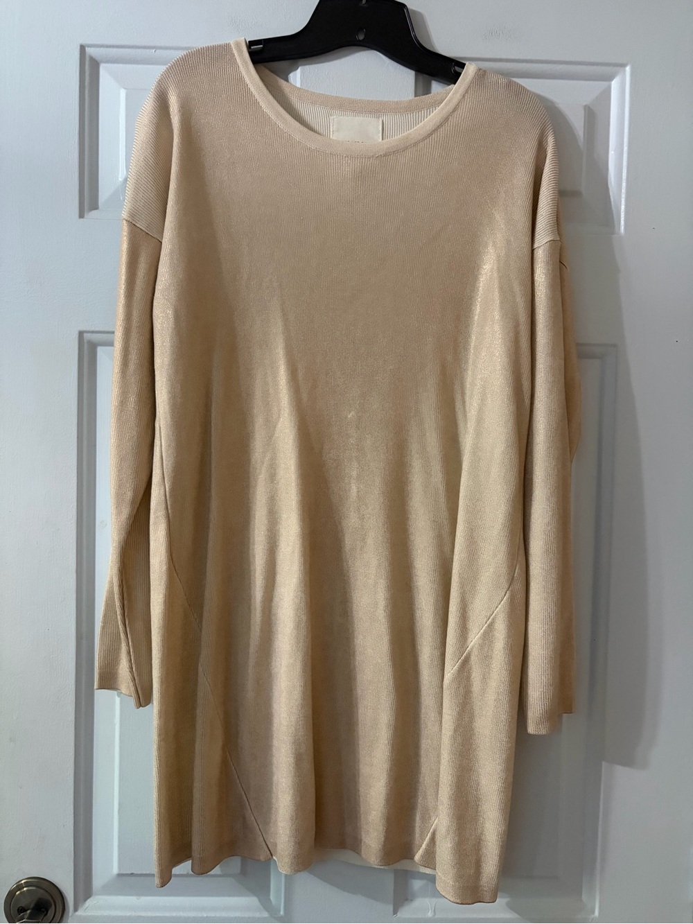 Avec Les Filles Champagne Gold Long Sleeve Sweater Mini Dress Size large. - Picture 2 of 10